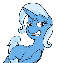 Size: 700x700 | Tagged: safe, artist:bennimarru, trixie, pony, unicorn, g4, dock, female, flat colors, looking at you, mare, raised eyebrow, raised hoof, scapula, simple background, smiling, smiling at you, solo, transparent background