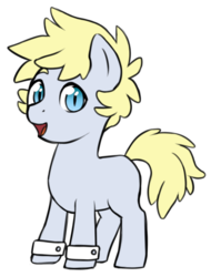 Size: 430x566 | Tagged: safe, artist:pikokko, oc, oc only, oc:easter egg, earth pony, pony, blank flank, colt, cuffs (clothes), male, simple background, solo, transparent background
