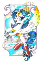Size: 559x864 | Tagged: safe, artist:andy price, alicorn, pony, alicornified, colored wings, colored wingtips, lasso of truth, ponified, race swap, solo, wonder pony, wonder woman