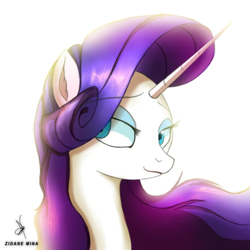 Size: 720x720 | Tagged: safe, artist:zidanemina, rarity, pony, unicorn, g4, female, horn, mare, quickie, sharp horn, simple background, solo, wavy mouth, white background