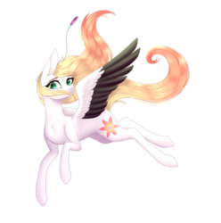 Size: 2169x2189 | Tagged: safe, artist:ohhoneybee, oc, oc only, oc:ember (cinnamontee), pegasus, pony, female, high res, mare, simple background, solo, transparent background, two toned wings