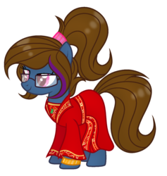 Size: 1024x1081 | Tagged: safe, artist:mintoria, oc, oc only, earth pony, pony, clothes, dress, female, glasses, mare, simple background, solo, transparent background