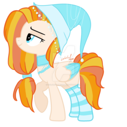 Size: 900x900 | Tagged: safe, artist:sugarplanets, oc, oc only, pegasus, pony, base used, choker, clothes, colored wings, colored wingtips, female, hat, kneesocks, mare, raised hoof, simple background, socks, solo, striped socks, transparent background, two toned wings, watermark, witch hat