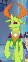 Size: 187x407 | Tagged: safe, screencap, thorax, changedling, changeling, g4, school daze, cropped, king thorax, male, raised hoof, solo focus