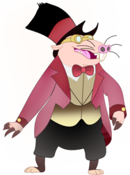 Size: 3500x4690 | Tagged: safe, artist:wonderschwifty, derpibooru exclusive, verko, naked mole rat, anthro, g4, my little pony: the movie, clothes, goggles, hat, male, simple background, solo, top hat, transparent background