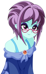 Size: 562x892 | Tagged: safe, artist:rosemile mulberry, sunny flare, equestria girls, g4, alternate hair color, clothes, female, glasses, nightgown, off shoulder, simple background, solo, white background