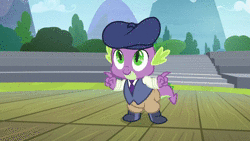 Size: 1920x1080 | Tagged: safe, screencap, spike, g4, horse play, animated, beret, clothes, cute, handsome, hat, male, no sound, solo, spikabetes, vest, webm