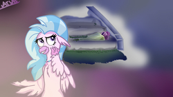 Size: 1280x720 | Tagged: safe, artist:alltheworldbronyf, silverstream, classical hippogriff, hippogriff, g4, female, love, night, solo, stairs, that hippogriff sure does love stairs