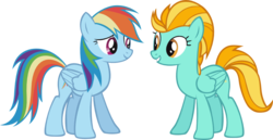 Size: 991x513 | Tagged: safe, artist:vector-brony, lightning dust, rainbow dash, pegasus, pony, g4, duo, female, looking at each other, mare, simple background, smiling, transparent background