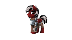 Size: 2560x1440 | Tagged: safe, artist:mysticalpha, oc, oc only, oc:firestorm, cyborg, pegasus, pony, fallout equestria, armor, artificial wings, augmented, clothes, jacket, leather, leather armor, leather jacket, male, mechanical wing, pipbuck, shading, simple background, solo, steel, wings