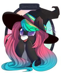 Size: 3000x3600 | Tagged: safe, artist:skylacuna, oc, oc only, pony, bust, female, hat, high res, mare, portrait, simple background, solo, transparent background, witch hat