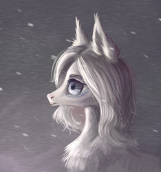 Size: 2082x2222 | Tagged: safe, artist:sarkarozka, oc, oc only, pony, female, high res, mare, profile, snow, solo, uncanny valley