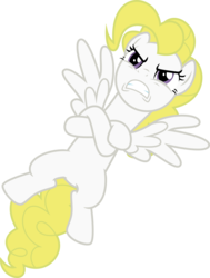 Size: 1178x1555 | Tagged: safe, artist:inudewaruika, surprise, pegasus, pony, g1, g4, angry, female, g1 to g4, generation leap, mare, on back, simple background, solo, transparent background, vector