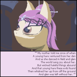 Size: 1216x1216 | Tagged: safe, artist:dinexistente, oc, oc only, earth pony, pony, blind, cyoa:cirquesque, female, limited palette, mare, pixel art, ruby quest, simple background