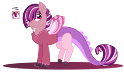 Size: 2869x1696 | Tagged: safe, artist:strawberry-spritz, oc, oc only, draconequus, hybrid, bushy brows, colored wings, interspecies offspring, male, multicolored hair, multicolored wings, offspring, parent:discord, parent:twilight sparkle, parents:discolight, simple background, solo, transparent background