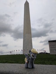 Size: 3036x4048 | Tagged: safe, artist:junky2k, derpy hooves, pegasus, pony, g4, clothes, female, irl, photo, plushie, ponies around the world, solo, washington monument