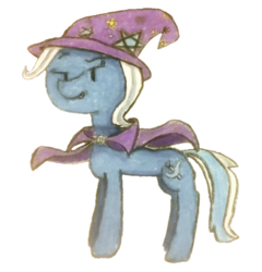 Size: 711x742 | Tagged: safe, artist:antique1899, editor:binkyt11, trixie, pony, unicorn, villains of equestria collab, g4, antagonist, cape, clothes, female, hat, mare, simple background, smug, solo, traditional art, transparent background, trixie's cape, trixie's hat