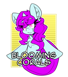 Size: 2100x2400 | Tagged: safe, artist:bbsartboutique, oc, oc only, oc:blooming corals, pony, unicorn, badge, bipedal, blind, collar, con badge, high res, simple background, smiling, solo, transparent background