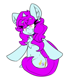 Size: 2100x2400 | Tagged: safe, artist:bbsartboutique, edit, oc, oc only, oc:blooming corals, pony, unicorn, badge, belly button, bipedal, blind, con badge, high res, simple background, solo, transparent background