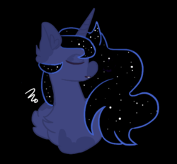 Size: 726x670 | Tagged: safe, artist:pocketraven, princess luna, pony, g4, black background, female, simple background, solo, space