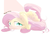 Size: 1456x983 | Tagged: safe, artist:tohupo, fluttershy, pegasus, pony, g4, abstract background, ass up, cute, female, hoof on head, looking at you, mare, shyabetes, simple background, slit pupils, solo, white background