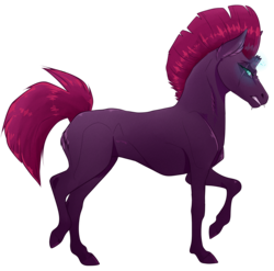 Size: 2323x2296 | Tagged: safe, artist:vlinnyy, tempest shadow, horse, pony, unicorn, g4, my little pony: the movie, broken horn, eye scar, female, high res, hoers, horn, looking at you, mare, profile, realistic, realistic horse legs, scar, simple background, solo, sparking horn, transparent background