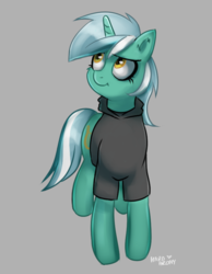 Size: 683x878 | Tagged: safe, artist:hardbrony, lyra heartstrings, pony, unicorn, g4, clothes, dig the swell hoodie, emo, female, gray background, hoodie, mare, shirt, simple background, solo