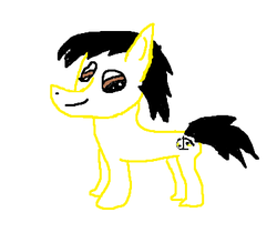 Size: 376x329 | Tagged: safe, artist:greentextanon, oc, oc only, oc:even bits, earth pony, pony, horse heresy, 1000 hours in ms paint, black hair, brown eyes, scale, shitposting, simple background, solo, tabletop game, token, what has science done, white background