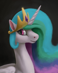 Size: 1460x1828 | Tagged: safe, artist:difetra, princess celestia, alicorn, pony, g4, bust, fanfic, fanfic art, female, looking at you, portrait, slender, smiling, solo, sternocleidomastoid, thin