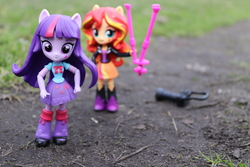 Size: 6000x4000 | Tagged: safe, artist:artofmagicpoland, sunset shimmer, twilight sparkle, equestria girls, g4, chase, doll, equestria girls minis, female, irl, meme, photo, this will end in run, toy, twilight sparkle (alicorn)