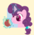 Size: 1116x1167 | Tagged: safe, artist:phat_guy, derpibooru exclusive, sugar belle, pony, unicorn, g4, apple, bitten apple, bust, eating, female, food, frame, glowing horn, herbivore, horn, lineless, magic, mare, portrait, simple background, smiling, solo, telekinesis