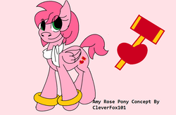 Size: 1264x830 | Tagged: safe, artist:cleverfox101, pony, amy rose, ponified, solo, sonic the hedgehog (series)