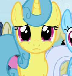 Size: 342x359 | Tagged: safe, screencap, bon bon, lemon hearts, linky, sassaflash, shoeshine, sweetie drops, pony, unicorn, g4, the super speedy cider squeezy 6000, cropped, crying, female, looking at you, mare, solo focus