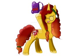 Size: 1024x791 | Tagged: safe, artist:eliyora, oc, oc only, oc:scarlet note, pony, unicorn, backpack, female, glasses, mare, simple background, solo, transparent background, watermark