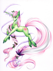 Size: 2417x3248 | Tagged: safe, artist:divinekitten, oc, oc only, oc:soft clover, pony, high res, solo, traditional art