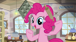 Size: 1920x1080 | Tagged: safe, screencap, pinkie pie, g4, the maud couple, cookie cutter, juggling, rolling pin