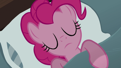 Size: 1920x1080 | Tagged: safe, screencap, pinkie pie, earth pony, pony, g4, the maud couple, bed, pillow, sleeping, solo