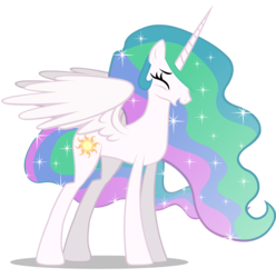 Size: 1588x1600 | Tagged: safe, artist:mixermike622, edit, editor:slayerbvc, vector edit, princess celestia, alicorn, pony, g4, accessory-less edit, bare hooves, cute, cutelestia, female, laughing, mare, missing accessory, simple background, solo, sparkles, transparent background, vector