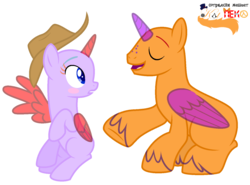 Size: 1521x1125 | Tagged: safe, artist:katnekobase, oc, oc only, pony, g4, applejack's hat, base, blush sticker, blushing, cowboy hat, eyelashes, eyes closed, female, hat, male, mare, simple background, stallion, transparent background, unshorn fetlocks