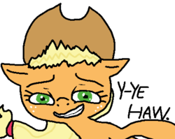 Size: 869x691 | Tagged: safe, artist:paintanon, applejack, earth pony, pony, g4, faic, female, ms paint, simple background, solo, transparent background, yeehaw