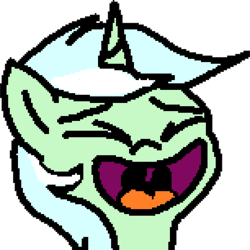 Size: 306x306 | Tagged: safe, artist:paintanon, lyra heartstrings, pony, g4, female, laughing, ms paint, reaction image, simple background, solo, transparent background, xd