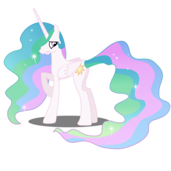 Size: 6000x6000 | Tagged: safe, artist:byteslice edits, edit, editor:slayerbvc, vector edit, princess celestia, alicorn, pony, g4, keep calm and flutter on, absurd resolution, accessory-less edit, bare hooves, female, looking back, mare, missing accessory, raised hoof, simple background, solo, transparent background, upset, vector