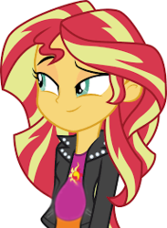 Size: 192x263 | Tagged: safe, edit, edited screencap, screencap, sunset shimmer, comic:a new change, equestria girls, g4, clothes, female, jacket, leather jacket, pregnant, pregnant edit, solo, teen pregnancy