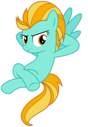 Size: 4327x6213 | Tagged: safe, artist:kiowa213, lightning dust, pegasus, pony, g4, wonderbolts academy, absurd resolution, arm behind head, cool, crossed legs, female, leaning back, looking at you, mare, simple background, smiling, solo, spread wings, transparent background, vector, wings