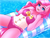 Size: 3430x2600 | Tagged: safe, artist:twistedscarlett60, pinkie pie, earth pony, anthro, equestria girls, equestria girls series, forgotten friendship, g4, adorasexy, air mattress, blushing, breasts, busty pinkie pie, cleavage, clothes, cute, female, float, high res, lidded eyes, looking at you, mare, on back, open mouth, pink swimsuit, pinkamena diane pie, sexy, solo, swimming pool, swimsuit