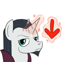 Size: 1280x1280 | Tagged: safe, artist:phat_guy, derpibooru exclusive, chancellor neighsay, pony, unicorn, g4, school daze, arrow, beard, downvote, facial hair, glowing horn, horn, looking at you, magic, male, raised eyebrow, simple background, solo, stallion, telekinesis, transparent background