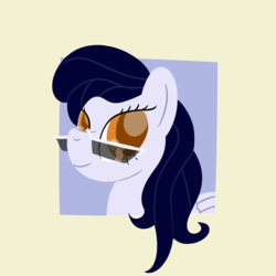 Size: 1136x1137 | Tagged: safe, artist:phat_guy, derpibooru exclusive, oc, oc only, oc:serendipity, pegasus, pony, bust, female, frame, glasses, lineless, looking at you, mare, portrait, simple background, smiling, solo, sunglasses, wings