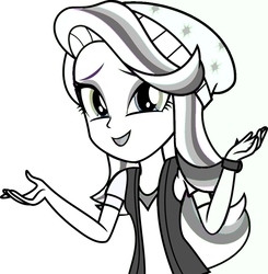 Size: 884x903 | Tagged: safe, artist:yuseimutou, starlight glimmer, equestria girls, equestria girls specials, g4, mirror magic, female, grayscale, hat, looking at you, monochrome, smiling, solo