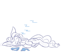Size: 1500x1000 | Tagged: safe, artist:heir-of-rick, pinkie pie, earth pony, pony, g4, chalkzone, clothes, cute, diapinkes, female, mare, mask, monochrome, scarf, simple background, sketch, sleeping, snaponka, snappy pie, solo, tongue out, white background, zzz