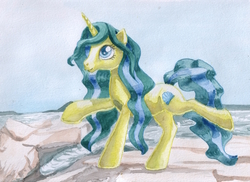 Size: 1000x729 | Tagged: safe, artist:andpie, pony, unicorn, duchess diamond waves, female, mare, solo, traditional art